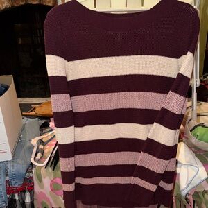 Market & Spruce Burgundy and Cream Striped Sweater